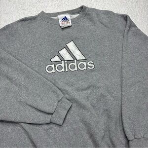 Vintage Adidas Sweatshirt Mens XL Gray Crewneck Embroidered USA 90s Y2K